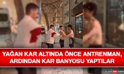 Yağan Kar Altında Önce Antrenman, Ardından Kar Banyosu Yaptılar