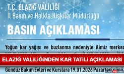 Elazığ Valiliğinden Kar Tatili Açıklaması