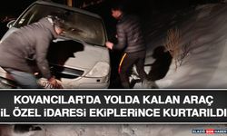 Kovancılar’da Yolda Kalan Araç İl Özel İdaresi Ekiplerince Kurtarıldı