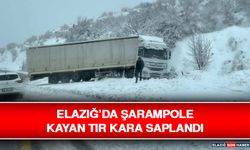 Elazığ’da Şarampole Kayan Tır Kara Saplandı