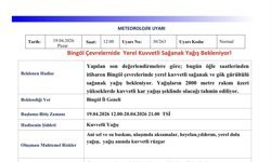 Meteorolojiden Bingöl için yağış uyarısı
