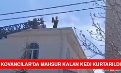 Kovancılar'da Mahsur Kalan Kedi Kurtarıldı
