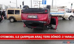 Otomobil İle Çarpışan Araç Ters Döndü: 2 Yaralı
