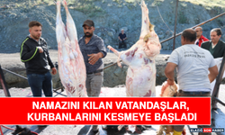 Namazını Kılan Vatandaşlar, Kurbanlarını Kesmeye Başladı