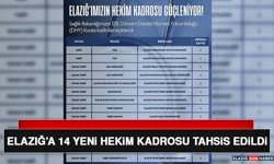 Elazığ’a 14 Yeni Hekim Kadrosu Tahsis Edildi