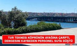 Tur Teknesi Köprünün Ayağına Çarptı, Dengesini Kaybeden Personel Suya Düştü