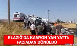 Elazığ’da Kamyon Yan Yattı: Faciadan Dönüldü