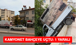 Kamyonet Bahçeye Uçtu: 1 Yaralı