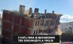 5 Katlı Bina İş Makinesinin Tek Dokunuşuyla Yıkıldı