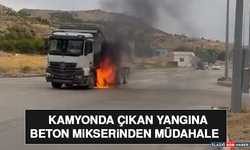 Kamyonda Çıkan Yangına Beton Mikserinden Müdahale