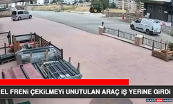 El Freni Çekilmeyi Unutulan Araç İş Yerine Girdi