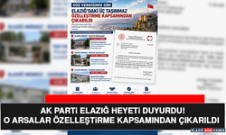 AK Parti Elazığ Heyeti Duyurdu! O Arsalar Özelleştirme Kapsamından Çıkarıldı