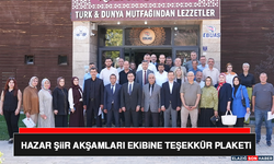 Hazar Şiir Akşamları Ekibine Teşekkür Plaketi