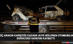 Üç Aracın Karıştığı Kazada İkiye Bölünen Otomobilin Sürücüsü Hayatını Kaybetti