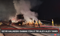 Seyir Halindeki Saman Yüklü Tır Alev Alev Yandı