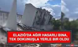 Elazığ'da Ağır Hasarlı Bina, Tek Dokunuşla Yerle Bir Oldu