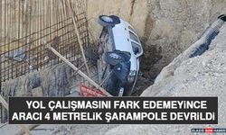 Yol Çalışmasını Fark Edemeyince Aracı 4 Metrelik Şarampole Devrildi