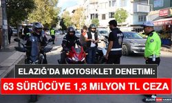 Elazığ’da Motosiklet Denetimi: 63 Sürücüye 1,3 Milyon TL Ceza