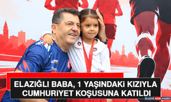 Elazığlı Baba, 1 Yaşındaki Kızıyla Cumhuriyet Koşusuna Katıldı