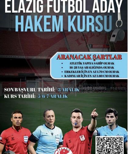 Elazığ’da Futbol Aday Hakem Kursu Açılacak