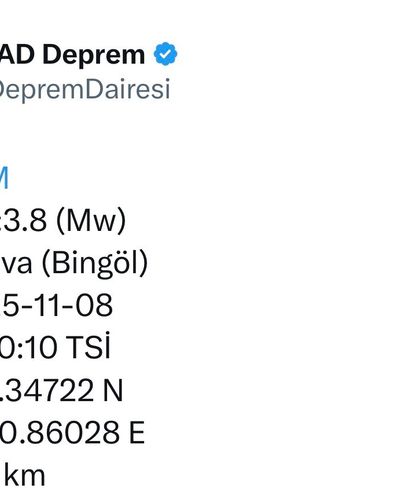Bingöl’de 3.8 büyüklüğünde deprem