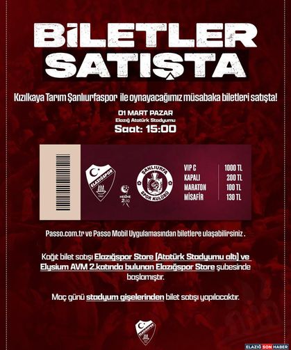 Şanlıurfaspor Maçı Biletleri Satışta