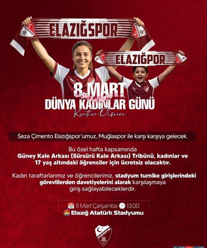 Elazığspor’dan Kadın Taraftarlara Jest