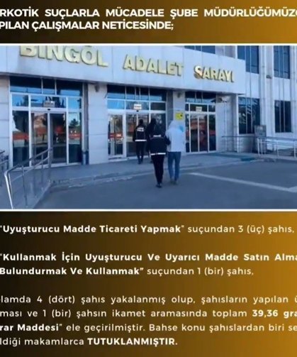 Bingöl'de uyuşturucuyla mücadele: 1 tutuklama