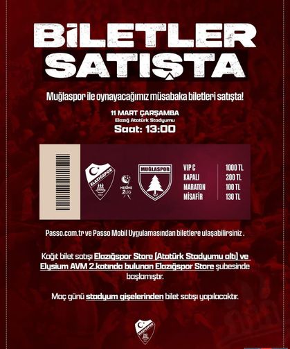 Muğlaspor Maçı Biletleri Satışta