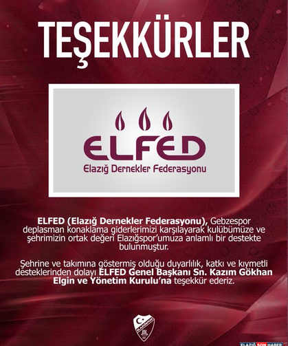 Elazığspor’a ELFED’den Anlamlı Destek