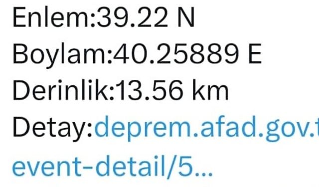 Bingöl’de 4,3 büyüklüğünde deprem