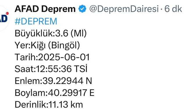 Bingöl’de bir deprem daha