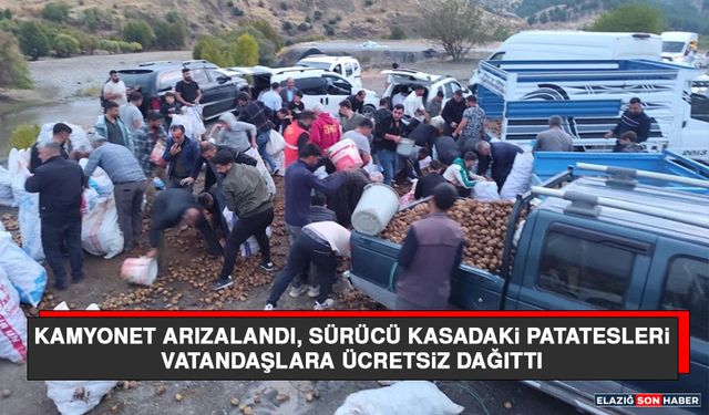 Kamyonet Arızalandı, Sürücü Kasadaki Patatesleri Vatandaşlara Ücretsiz Dağıttı