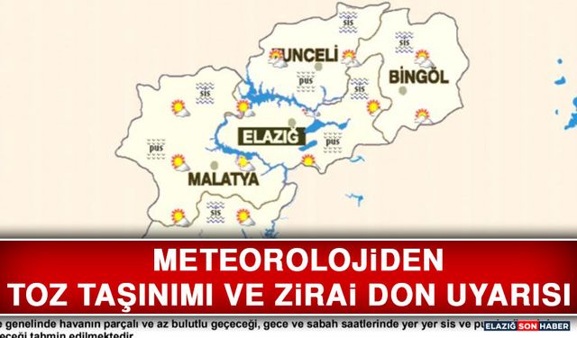 Meteorolojiden Toz Taşınımı ve Zirai Don Uyarısı