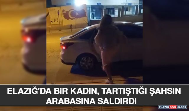 Elazığ'da Bir Kadın, Tartıştığı Şahsın Arabasına Saldırdı