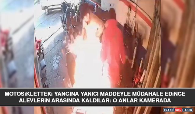Motosikletteki Yangına Yanıcı Maddeyle Müdahale Edince Alevlerin Arasında Kaldılar: O Anlar Kamerada
