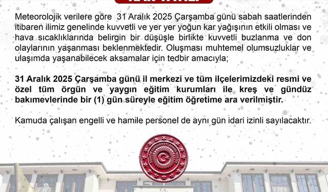 Bingöl'de eğitime 1 gün ara verildi