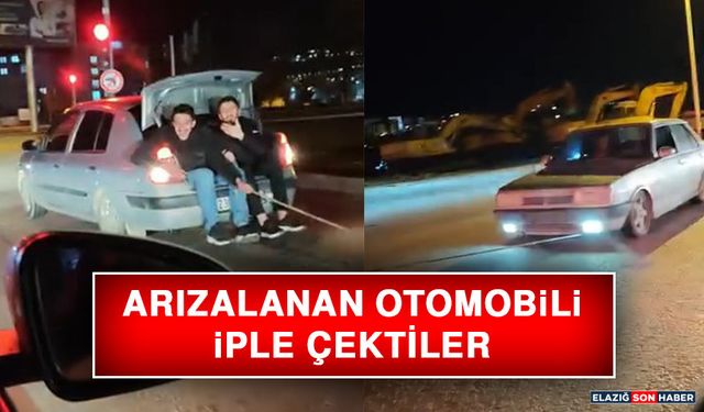 Arızalanan Otomobili İple Çektiler