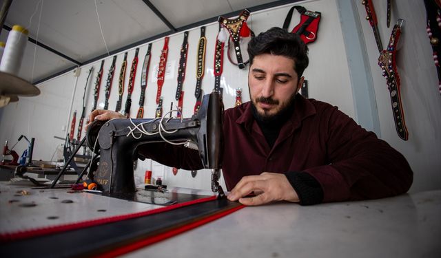 Konteynerde ürettiği köpek tasmalarını 20'den fazla ülkeye ihraç ediyor