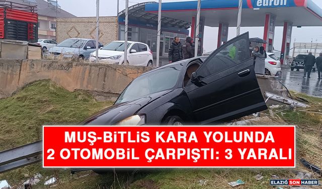 Muş-Bitlis Kara Yolunda 2 Otomobil Çarpıştı: 3 Yaralı