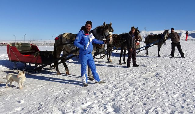 Sarıkamış Kayak Merkezi'nde atlı kızakçılar mesailerine başladı
