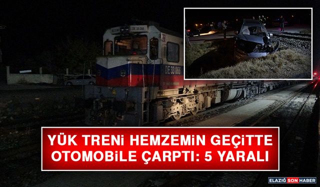 Yük Treni Hemzemin Geçitte Otomobile Çarptı: 5 Yaralı