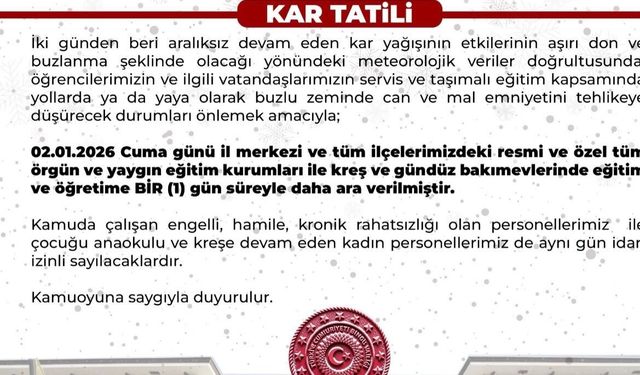 Bingöl'de eğiteme 1 gün ara verildi