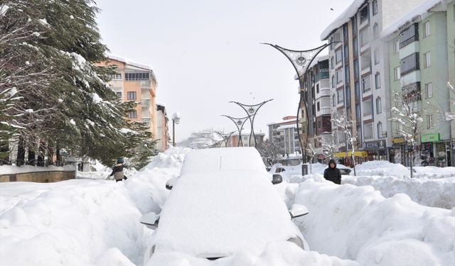 Bitlis'te yoğun yağış sonucu araçlar karla kaplandı