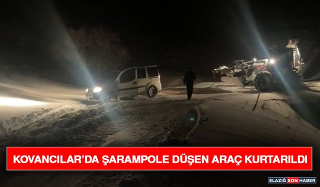 Kovancılar’da Şarampole Düşen Araç Kurtarıldı