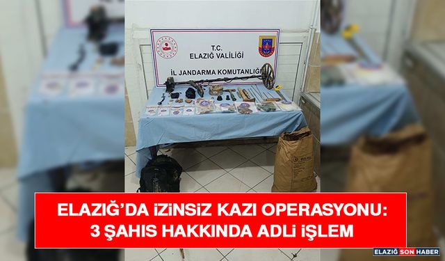 Elazığ’da İzinsiz Kazı Operasyonu: 3 Şahıs Hakkında Adli İşlem