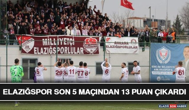 Elazığspor Son 5 Maçından 13 Puan Çıkardı