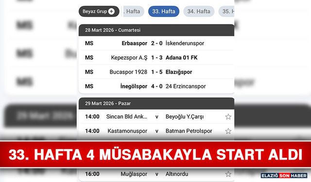 33. Hafta 4 Müsabakayla Start Aldı