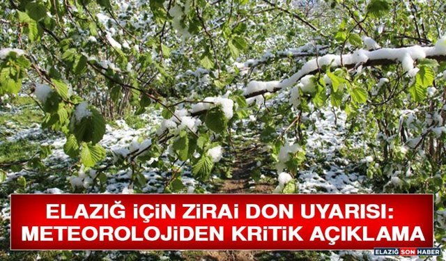 Elazığ İçin Zirai Don Uyarısı: Meteorolojiden Kritik Açıklama