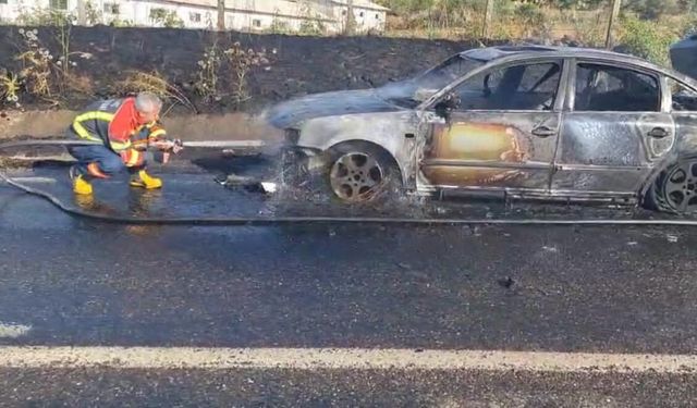 Bingöl'de seyir halindeki otomobil alevlere teslim oldu